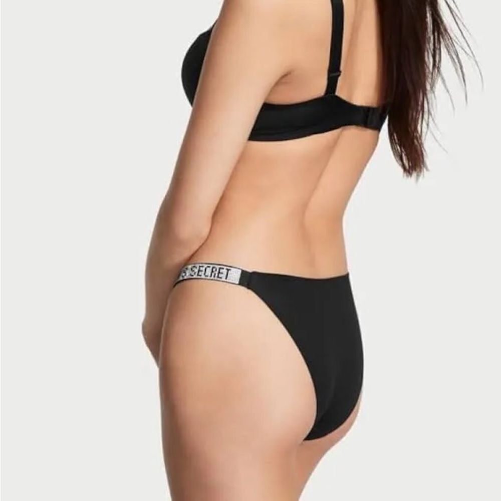 Victorias Secret Bombshell Shine Rhinestones Strap String Bikini panty black S - Picture 3 of 5
